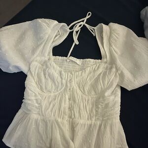 White Puff Sleeve Women's Top